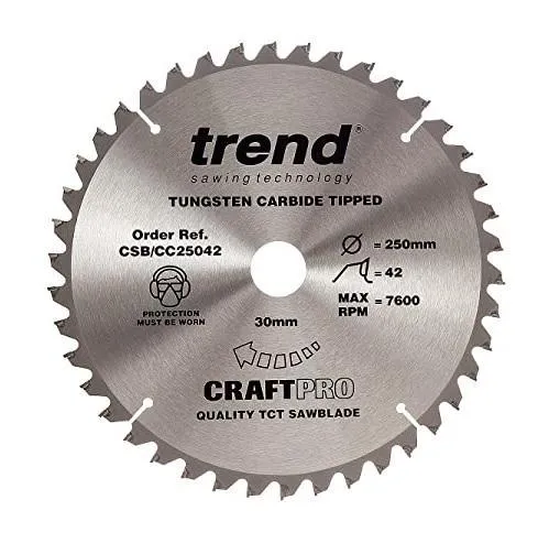 Trend CSB/CC25042 TCT Craft Saw Blade Crosscut 250mm x 42T x 30mm