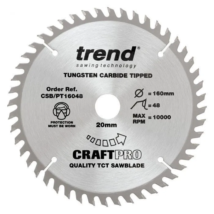 Trend CSB/PT16048 CraftPro 160mm x 20mm x 48 Tooth Fine Finish For Plunge Saws