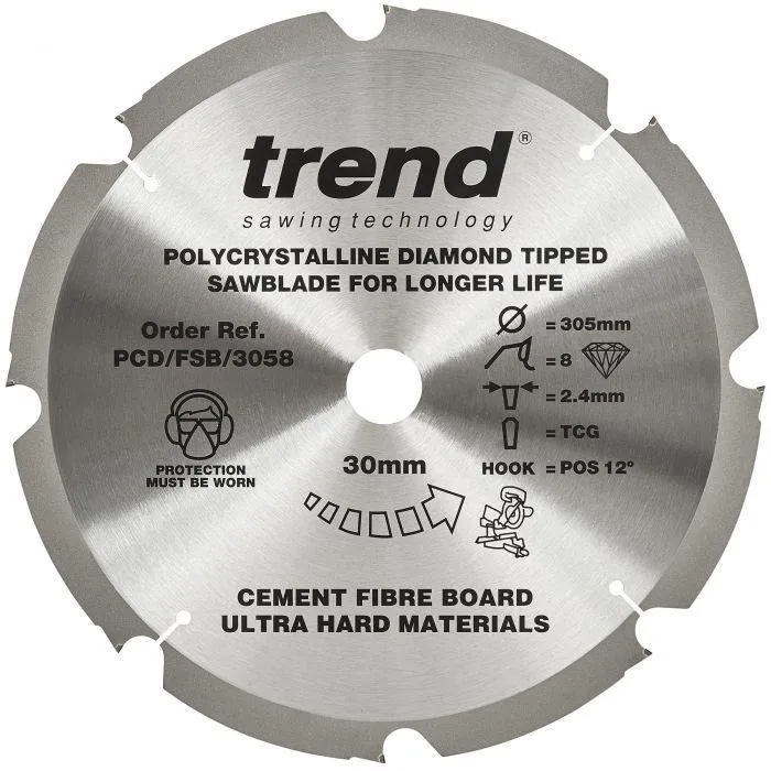Trend PCD/FSB/3058 Fibreboard PCD Saw Blade 305mm x 8T x 30mm