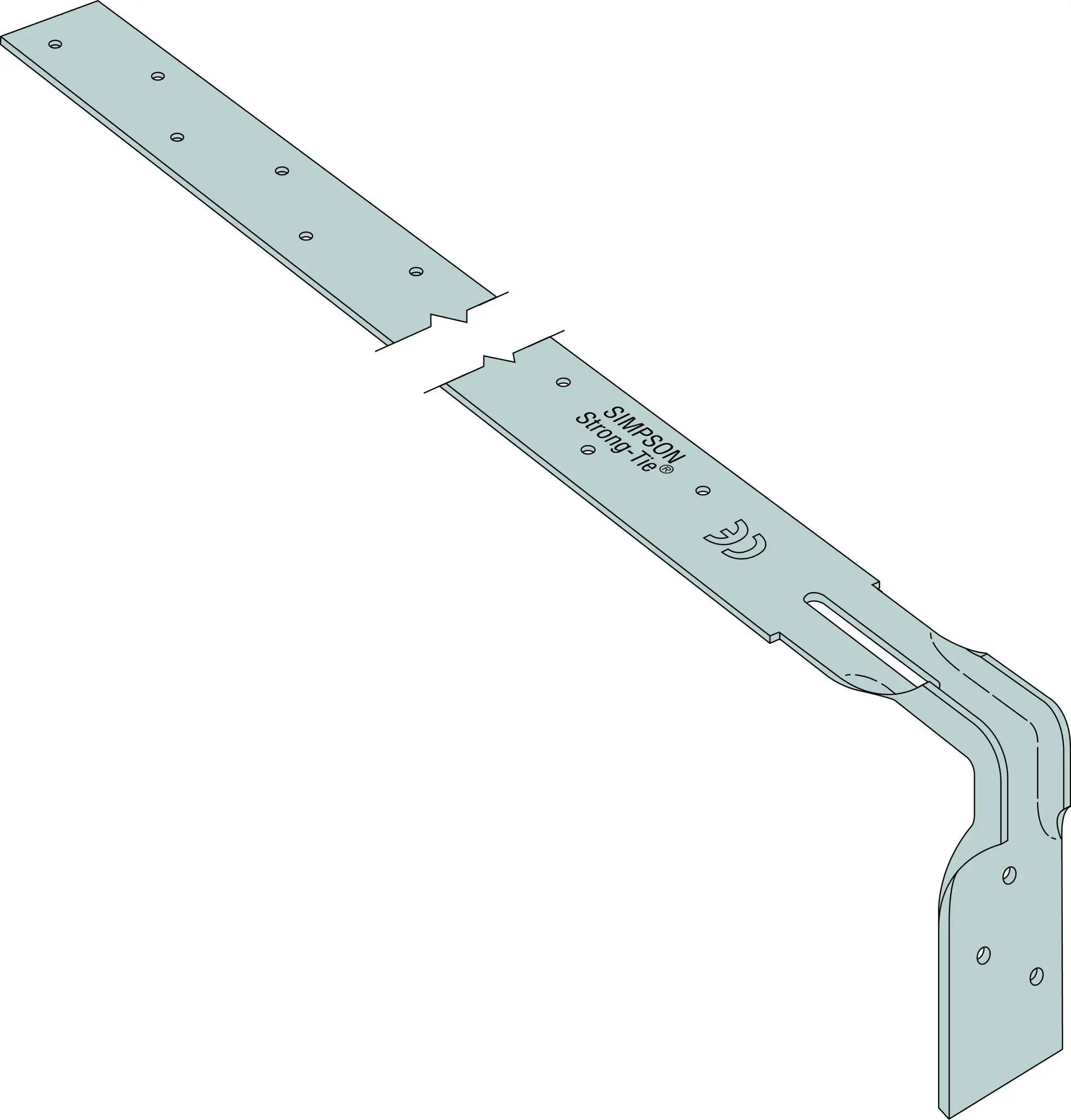 Heavy Engineered Bent Strap, 1.5mm Thick, 38mm Width, 600mm Length