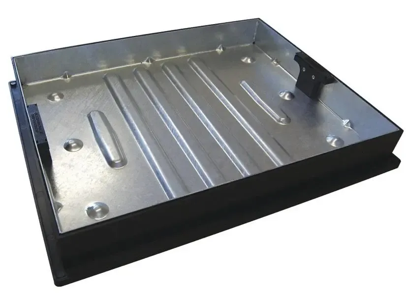 10 Tonne Manhole Cover & Frame with Driveway Block Paviour Recessed Tray (Galvanised Steel, 450mm x 600mm)