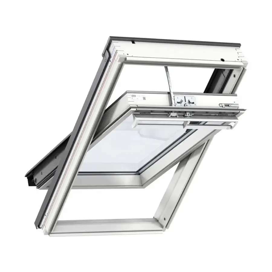 VELUX 780mm x 1400mm Integra Electric White Painted Finish Centre Pivot Roof Window --70 Pane GGL MK08 207021U