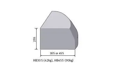 British Standard Half Battered Quadrant Concrete Kerb - 305mm x 305mm x 255mm