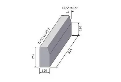 British Standard Half Battered Concrete Kerb - 125mm x 255mm x 915mm (Qty.16)