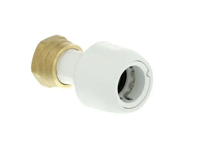 Straight Tap Connector with Brass Nut - White - 0.5x15mm