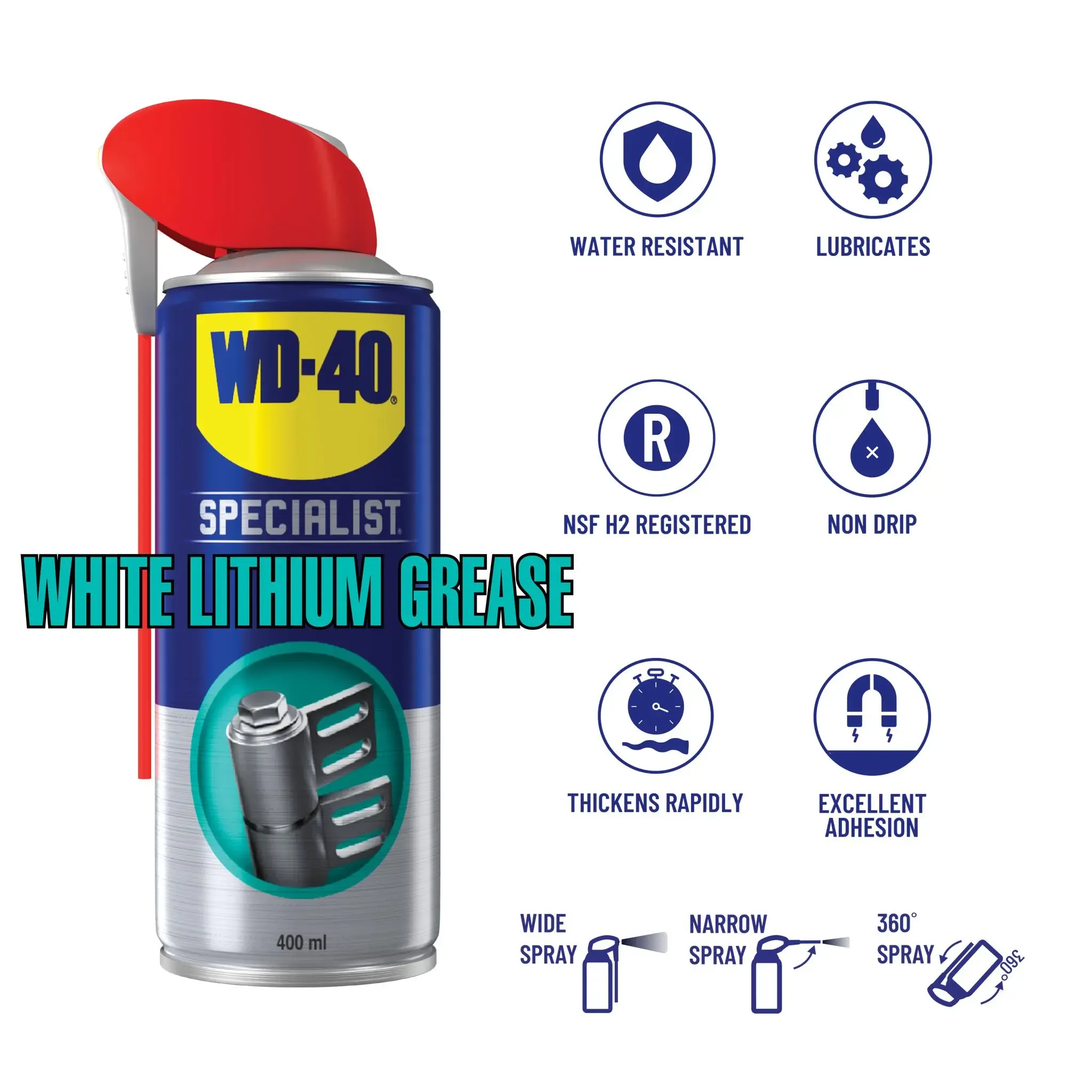 WD-40 White Lithium Grease Specialist Lubricant 400ml