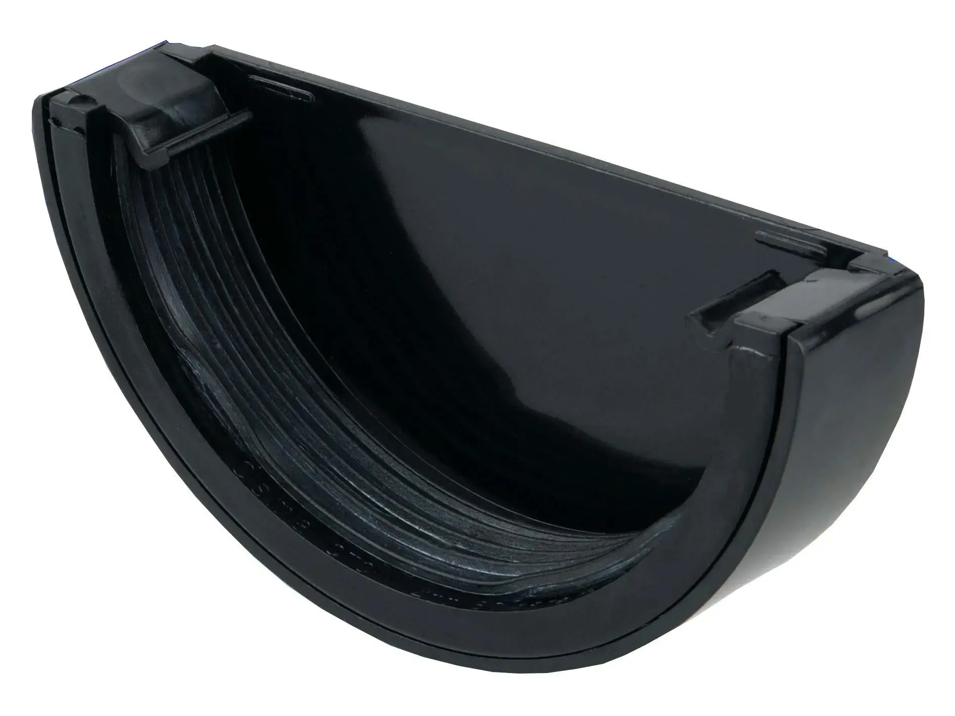 Round Gutter Stopend - External 12mm Black