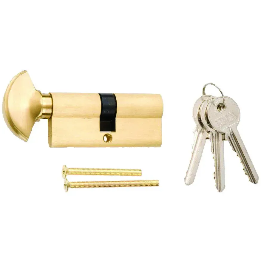 Euro Cylinder Lock - Thumb Turn Cylinder - 35/35mm - Brass