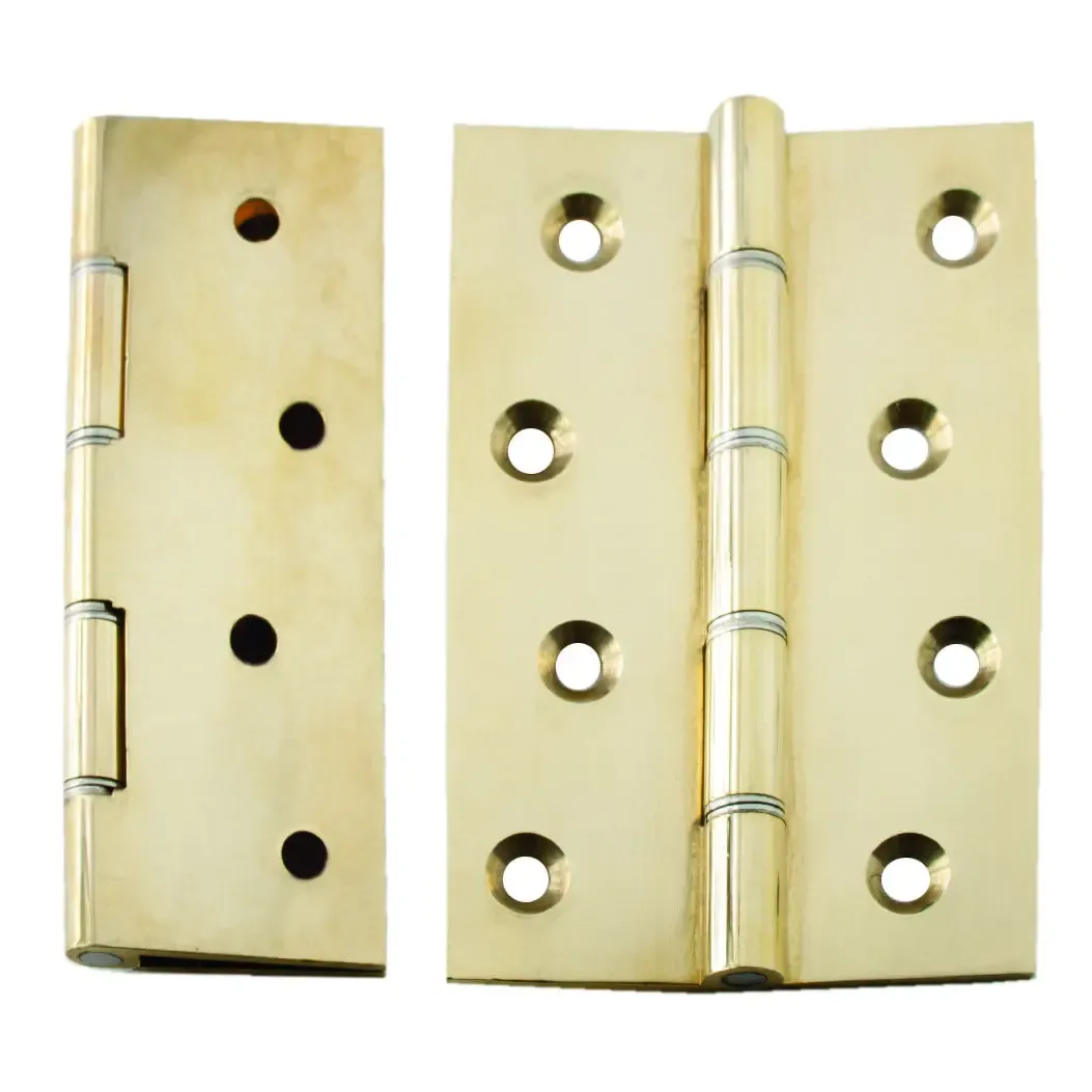 Double Steel Washered Hinge, Polished Brass, 100 x 67mm (Qty.2)