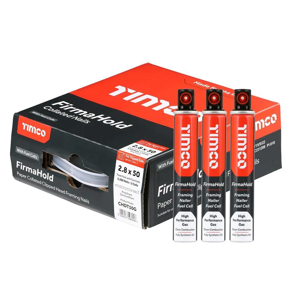 Collated Clipped Head Ring Shank Nails/Fuel 2.8 x 50mm Class 3 HDG (3300+3)