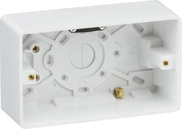 Curved Edge Double 47mm Pattress Box with Earth Terminal and Cable Strain Relief