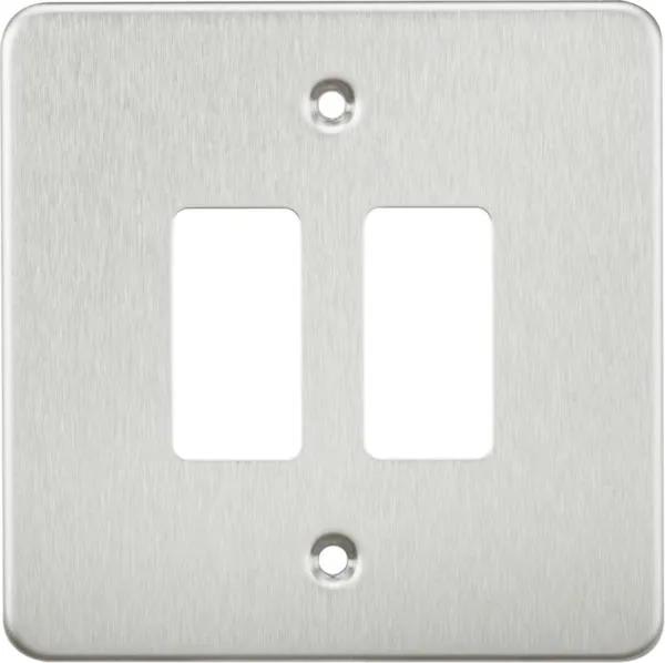 Flat plate 2G grid faceplate – brushed chrome (Brushed Chrome)