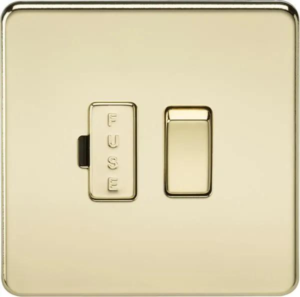 Screwless 13A Switched Fused Spur Unit – Polished Brass