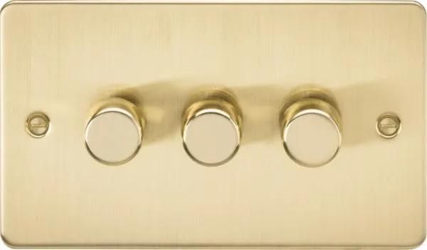 Flat Plate 3G 2 way 10-200W (5-150W LED) trailing edge dimmer – Brushed Brass (Brushed Brass)