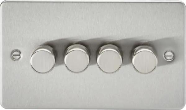 Flat Plate 4G 2 way 10-200W (5-150W LED) trailing edge dimmer – Brushed Chrome (Brushed Chrome)