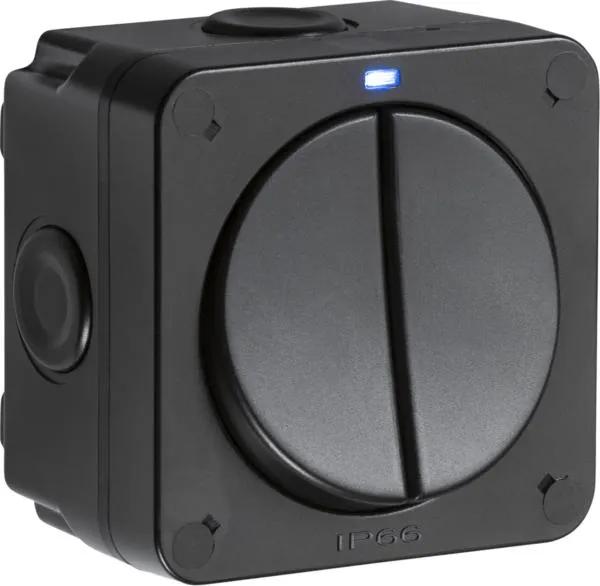Weatherproof IP66 20AX 2G SP 2-way switch- Black