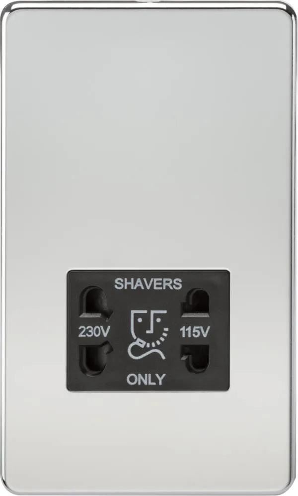 Screwless 115V/230V Dual Voltage Shaver Socket – Polished Chrome