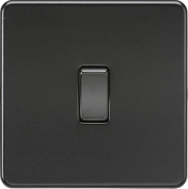Screwless 10AX 1G 2-Way Switch – Matt Black with black rocker