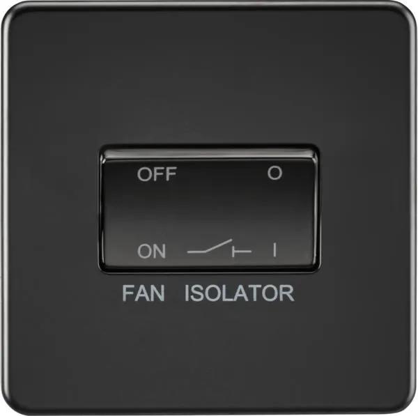 Screwless 10AX 3 pole Fan Isolator Switch – Matt Black