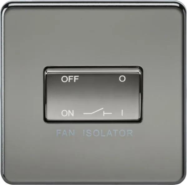 Screwless 10AX 3 Pole Fan Isolator Switch – Black Nickel (Nickel Black)