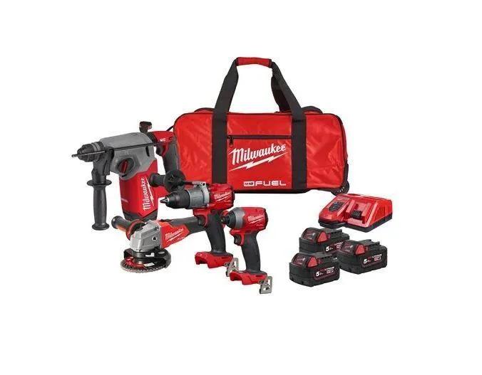 Milwaukee M18FPP4Z-503B 4 Piece Combo Kit With 3x 5Ah Batteries