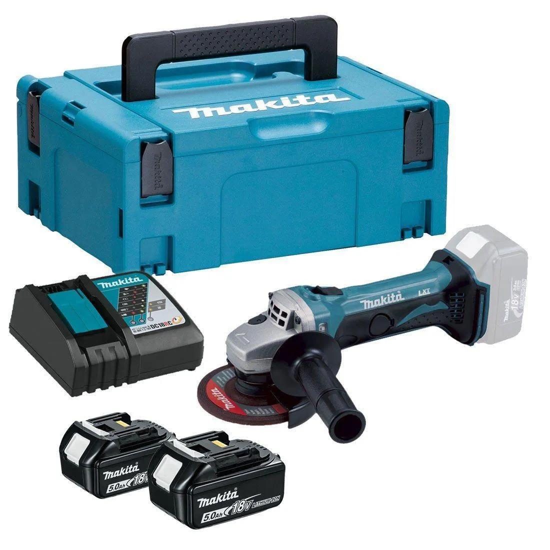 MAKITA DGA452RTJ 18V LXT 115mm Angle Grinder With 2 x 5ah Batteries