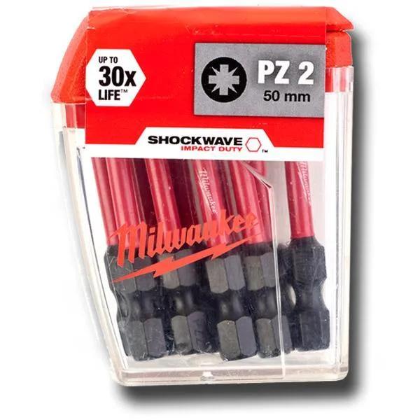 Milwaukee 4932472050 SHOCKWAVE PZ2 50mm Screwdrver Bits 10pc