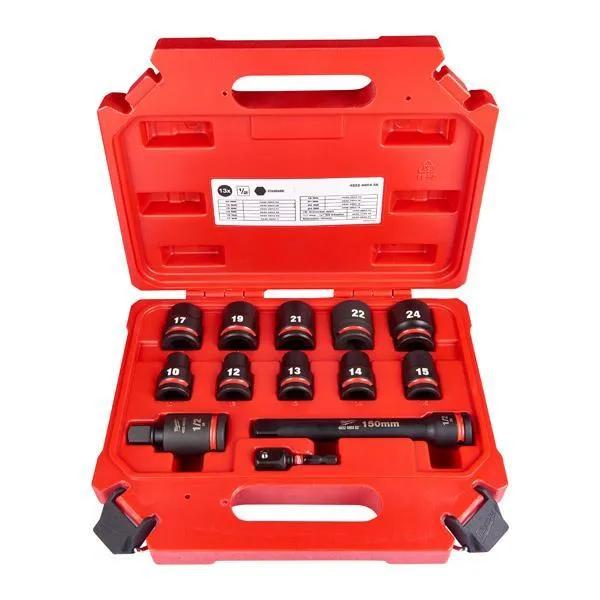Milwaukee 4932480456 SHOCKWAVE Standard 1/2" Impact Duty Hexagon Sockets 13 Piece Set